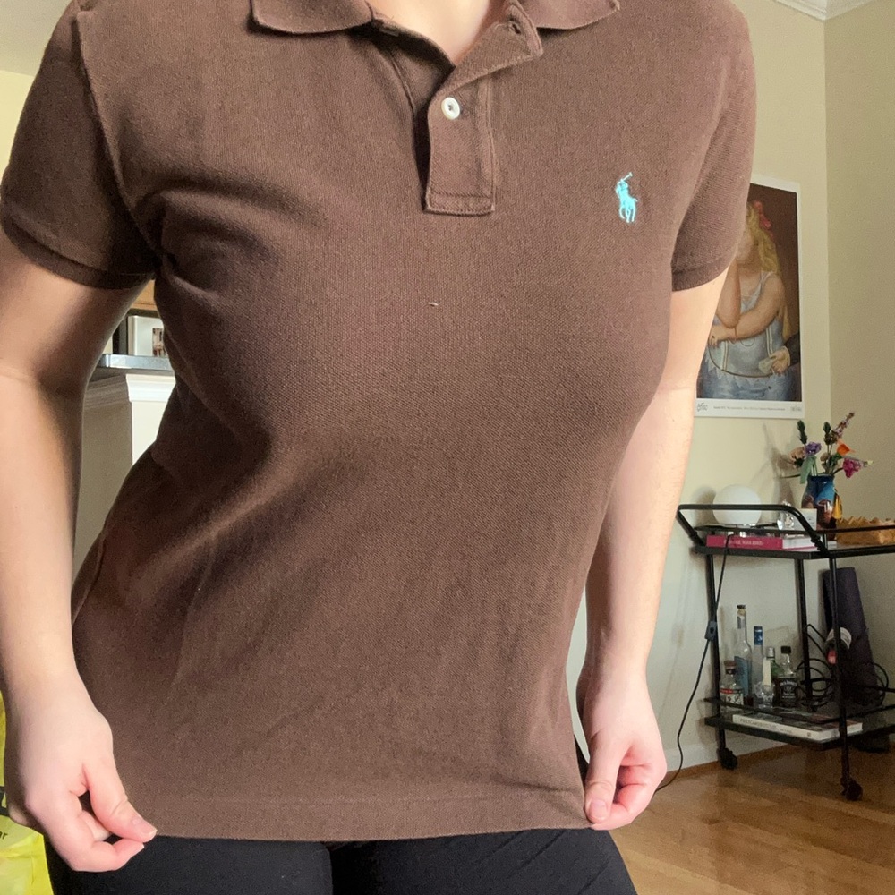 Ralph Lauren Brown Polo with Blue Emblem